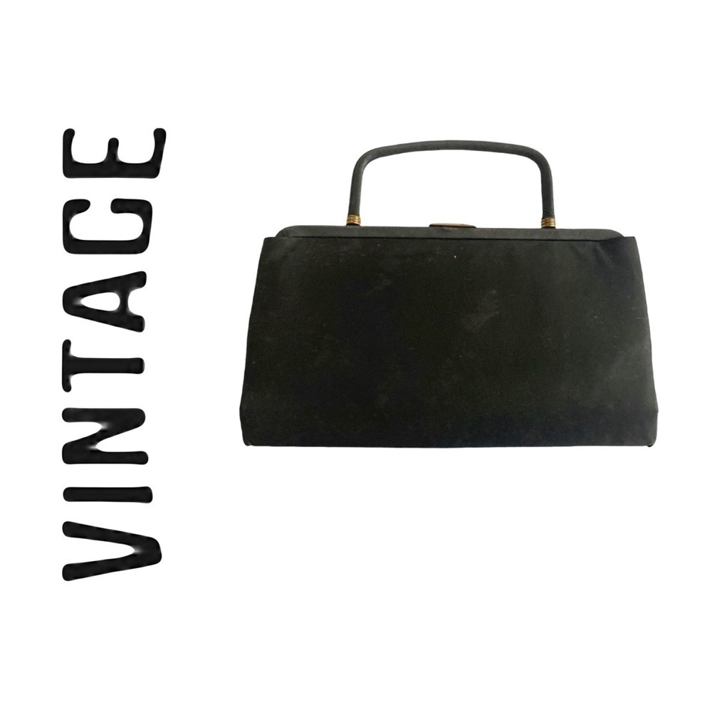 Garay Vintage 50s|60s Top Closure Satchel Black Clutch Handbag